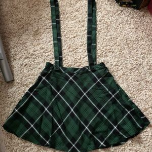 Green Plaid Skirt w/ Suspenders